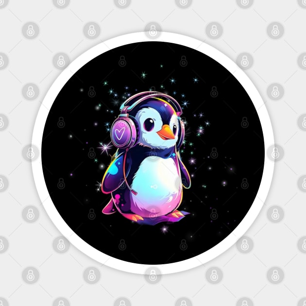 Rainbow Penguin DJ Shirt - Vibrant Music Lover Tee Magnet by Urbanprint